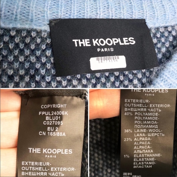 The Kooples Blue Round neck jacquard wool blend sweater - Picture 15 of 16